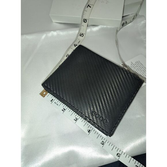 NIB- Eono Genuine Leather XL weave look Leather Black Wallet for Men - Picture 3 of 7